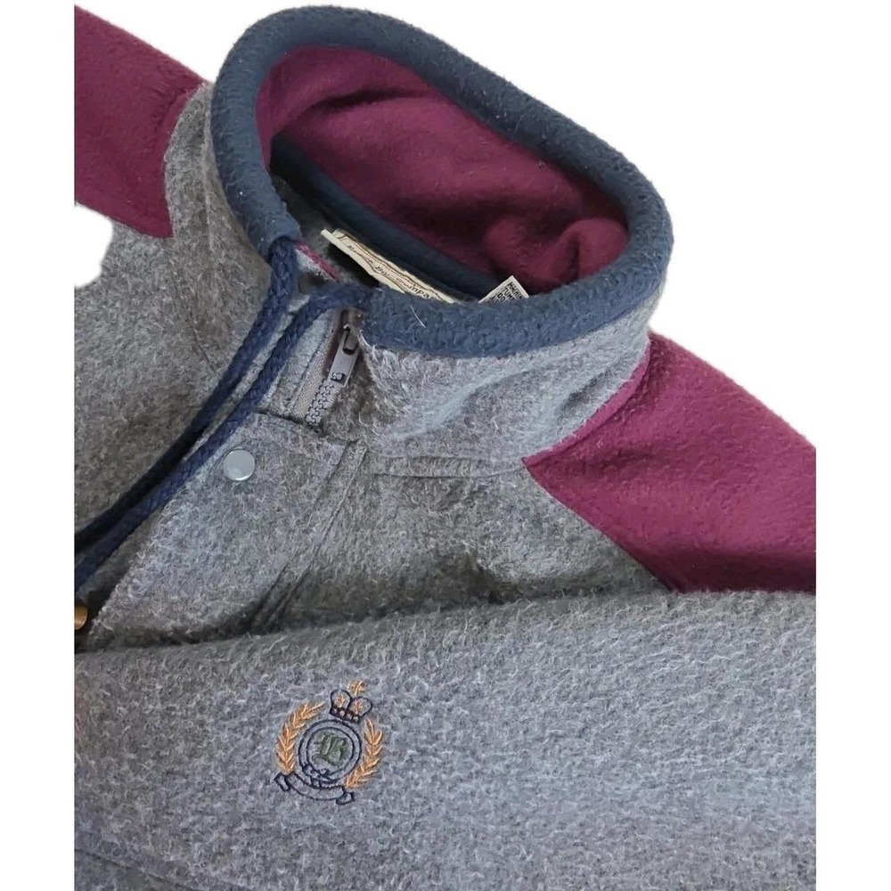 VTG COLORBLOCK Fleece 1/4 Zip Sweater Bugle Boy CO. Men's XL Embroidered Logo